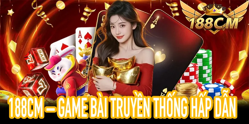 Minh họa game bài truyền thống với lá bài, chip và biểu tượng 188CM